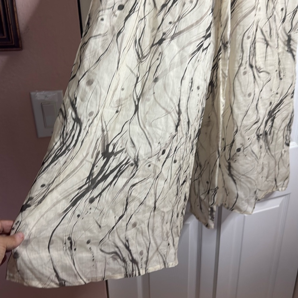 Roey Wang High Waisted Wide Leg Patterned 100% Linen Pants size S - Picture 2 of 10